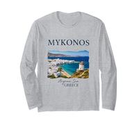 Greek Island Mykonos Vacation Travel Coastal Life Long Sleeve T-Shirt