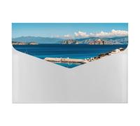 Greek Island Sea View File Folder 6-Pocket, Waterproof Accordion File Organizer with Snap Closure, Expanding Document Holder for Office, Home