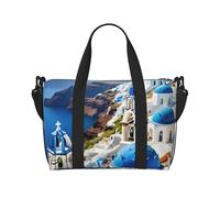 Greek Island Sea View Print Hand Travel Bag,Sports Gym Bag,Overnight Bag,Beach Travel Bag,Weekender Bags For Women Men, Black, One Size, Black, One Size