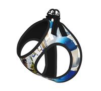 Greek Island Sea View Print Reflective No Choke Pet Vest Harness,Adjustable Soft Padded Dog Harness With Easy Control Handle