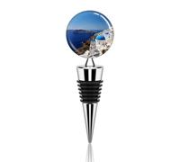 Greek Island Sea View Wine Stopper Heavy Duty Reusable Bottle Stopper | Vacuum Wine Bottle Stopper Keep Fresh, Zinc Alloy Reusable Airtight Seal for Party Identify Your Bottle, Gift for Wine Lovers