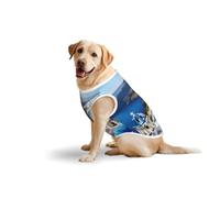 Greek Island Sea Viewprint Medium Large Pets Vest Breathable Summer Lightweight Sleeveless Tank Top T-Shirt