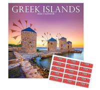 Greek Islands Calendar 2026 | Square Wall Calendar | 16 Month Wall Calendar | September 2025 To December 2026 | With Free Organisational Stickers