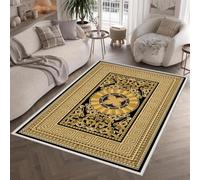 Greek Key Baroque Rugs Living Room Large 200x300 Non Slip Flannel | Washable Bedroom Rug Short Pile Carpet Luxury Scroll Home Decor Soft Fluffy for Living Room Kitchen Hallway M89