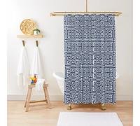 Greek Key - Blue And White Shower Curtain Geometric Meander Navy Rich Printed Bathroom Decoration,200x180cm