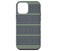 Greek Key Square Pattern Pistachio Green and Royal Blue Case for iPhone 12 mini