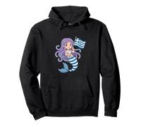 Greek Mermaid Medusa Goddess - Cute Greece Flag Souvenir Pullover Hoodie