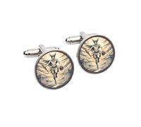 Greek Messenger God Cufflinks - Mythology Design | Silver Metal Cuff Links in Gift Box | Unique Wedding, Groomsmen & Gift for an Anniversary