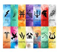 Greek Mythology Bookmarks, 14pcs Olympians Gods Bookmarks, Htabiol Greek Mythology Gifts for Kids, Olympians God Favors for Classroom, Fit for Percy Jackson Birthday Party, Camp Half Blood Party