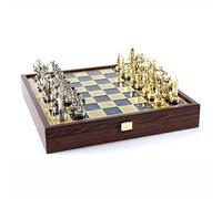 Greek Mythology Chess Set - Brass&Nickel - Wooden case Blue Board