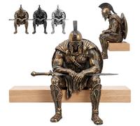 Greek Mythology Decor Ancient Greek Warrior Shelf Sitter,3D Armor Set | 3D Sitting Armored Warrior Bookshelf Decor,GreekWarrior Shelf Sitter with 3DSword,Historical SculptureOrnament for Bookshelf