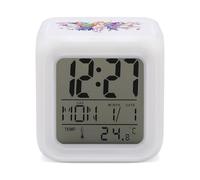 Greek Mythology Graces Riding Horse Digital Alarm Clock Printing Bedside Decor 7 Color Changing Night Light