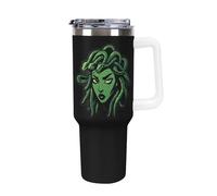 Greek Mythology Medusa Large Capacity Car Cup 40 Oz Stainless Steel Insulated Travel Cup with Handle Straw