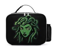 Greek Mythology Medusa Leather Lunch Bag Insulated Lunchbox Meal Tote Handbags with Detachable Buckled Handle
