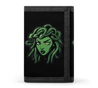 Greek Mythology Medusa Men's Trifold Casual Credit Card Holder Wallet with Id Window Minimalist Coin Purse