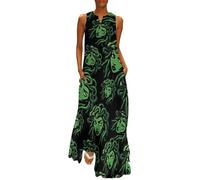 Greek Mythology Medusa Womens Maxi Dresses Boho Floral Sleeveless Ankle Length Flowy Long Dress with Pockets 2XL
