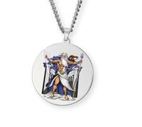 Greek Mythology Necklace • Stainless Steel & Gold-Plated Medallions with Colored Engravings • Ancient Roman Gods and Goddesses Jewelry • Collectible Pagan Talisman Pendants (Zeus • Silver)