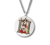 Greek Mythology Necklace • Stainless Steel & Gold-Plated Medallions with Colored Engravings • Ancient Roman Gods and Goddesses Jewelry • Collectible Pagan Talisman Pendants (Athena • Silver)