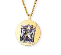 Greek Mythology Necklace • Stainless Steel & Gold-Plated Medallions with Colored Engravings • Ancient Roman Gods and Goddesses Jewelry • Collectible Pagan Talisman Pendants (Zeus • Gold)
