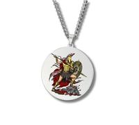 Greek Mythology Necklace • Stainless Steel & Gold-Plated Medallions with Colored Engravings • Ancient Roman Gods and Goddesses Jewelry • Collectible Pagan Talisman Pendants (Ares • Silver)