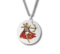 Greek Mythology Necklace • Stainless Steel & Gold-Plated Medallions with Colored Engravings • Ancient Roman Gods and Goddesses Jewelry • Collectible Pagan Talisman Pendants (Apollon • Silver)