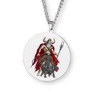 Greek Mythology Necklace • Stainless Steel & Gold-Plated Medallions with Colored Engravings • Ancient Roman Gods and Goddesses Jewelry • Collectible Pagan Talisman Pendants (Hades • Silver)