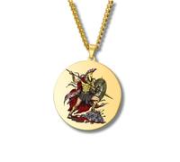 Greek Mythology Necklace • Stainless Steel & Gold-Plated Medallions with Colored Engravings • Ancient Roman Gods and Goddesses Jewelry • Collectible Pagan Talisman Pendants (Ares • Gold)