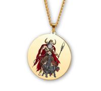 Greek Mythology Necklace • Stainless Steel & Gold-Plated Medallions with Colored Engravings • Ancient Roman Gods and Goddesses Jewelry • Collectible Pagan Talisman Pendants (Hades • Gold)