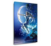 Greek Mythology Poster Framed Artwork Artemis Moon Goddess Wall Art Canvas Modern Abstract Art Prints Pictures For Living Room Decor Framed (16x24 inch)