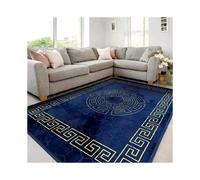 (Greek Navy-Blue, 90x190cm) Premium Soft Hexagon Gr rea Rug - Non-Slip, Machine Washable Large Carpet for Living Room & Bedroom (160x230CM) - Modern Home Decor