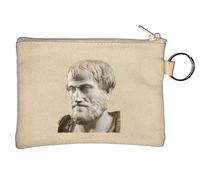 Greek Philosopher Aristotle Key Chain Coin Purse Beige