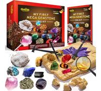 Greek Science My First Mega Gemstone Digging Kit for Kids, Excavate 15 Real Gems and Crystals, Stem Educational Geology Fun Projects for Boys Girls