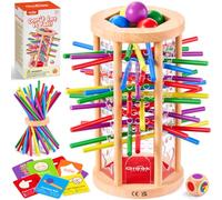 Greek Science Wooden Stick Pulling Board Game with Challenge Cards | Strategy Balance Game, Party Tabletop Toy, Screen-Free Family Fun, Indoor Game for Kids Ages 3-10, Birthday Christmas Gift