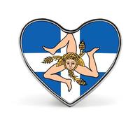Greek Sicilian Flag Cute Heart Badge for Women Men Novelty Funny Brooches Pins for Shirts Bags Hats