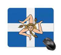 Greek Sicilian Flag Printed Mouse Pad with Stitched Edges Non Slip Waterproof Mousepad Desk Mat for Office Gaming