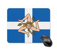 Greek Sicilian Flag Printed Mouse Pad with Stitched Edges Non Slip Waterproof Mousepad Desk Mat for Office Gaming