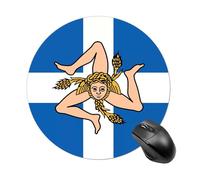 Greek Sicilian Flag Trendy Round Mouse Pad Non Slip Waterproof Mousepad Desk Mat for Office Gaming