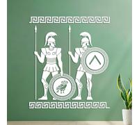 Greek Soldier Spartan Warrior Spears Shields Engraving Decals Tattoo Culture 54.6x62.2cm White
