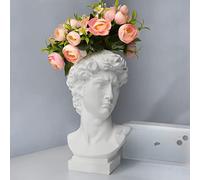 Greek Statue, Hosrnovo 10Inch Large David Head Vase Planter for Garden and Home, Roman Style Vintage White Flowers Bowl Creative Housewarming Gift