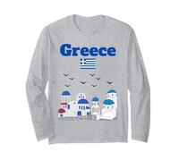 Greek travel souvenir Greek island architecture Greece flag Long Sleeve T-Shirt