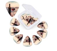 Greek Wine Guitar Picks Set of 12 with Custom Storage Box, Guitar Accessories, Ukulele for Acoustic Guitar, Bass, Valentine's Day Gift