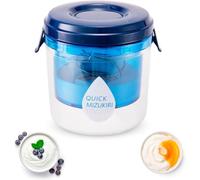 Greek Yoghurt Strainer with Lid,450 ML Small Yogurt Maker with Fine Mesh Strainer Bags, Reusable Yogurt Filter for Making Thick Greek Yogurt Soybean Milk(Blue)