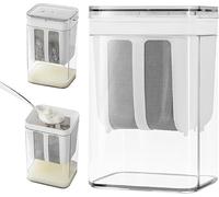 Greek Yogurt Strainer, Multi Yoghurt Maker Strainer with Fine Mesh Bag & Lid for Thick Greek Yogurt, Soybean Milk, Kefir, Berries, Soup, Fruit Juice, Coffee (1800ML Container)