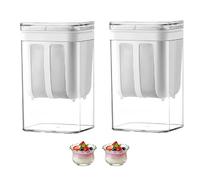 Greek Yogurt Strainer Separator larger capacity 【1.9 quarts】- Yogurt Filter for Whey Separation, Suitable for Juice & Yogurt Milk, Kefir, Tofu, Cheese (White)，BPA Free. (1.9Quarts*2-White)
