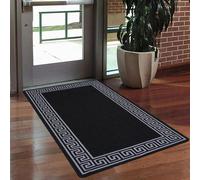 Smart Living Greekey Heavy Duty Machine Washable Hallway Kitchen Non Slip Door Mat in Black | Size: 67 cm x 220 cm Smart Living Black 67 cm x 220 cm