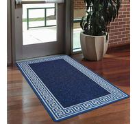 Smart Living Greekey Heavy Duty Machine Washable Hallway Kitchen Non Slip Door Mat in Blue | Size: 80 cm x 300 cm Smart Living Blue 80 cm x 300 cm
