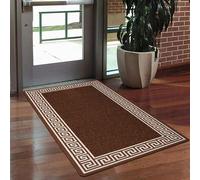 Smart Living Door Mat Greekey - Heavy Duty Machine Washable Non-Slip - Dark Brown 67 x 220 cm