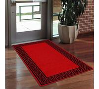 Smart Living Greekey Heavy Duty Machine Washable Hallway Kitchen Non Slip Door Mat in Red | Size: 40 cm x 60 cm Smart Living Red 40 cm x 60 cm