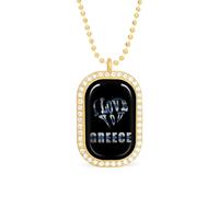 Greeks Love Greece Pendant Necklace Fashion Jewelry Square Pendant with White Drill Border One Size