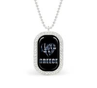 Greeks Love Greece Pendant Necklace Fashion Jewelry Square Pendant with White Drill Border One Size